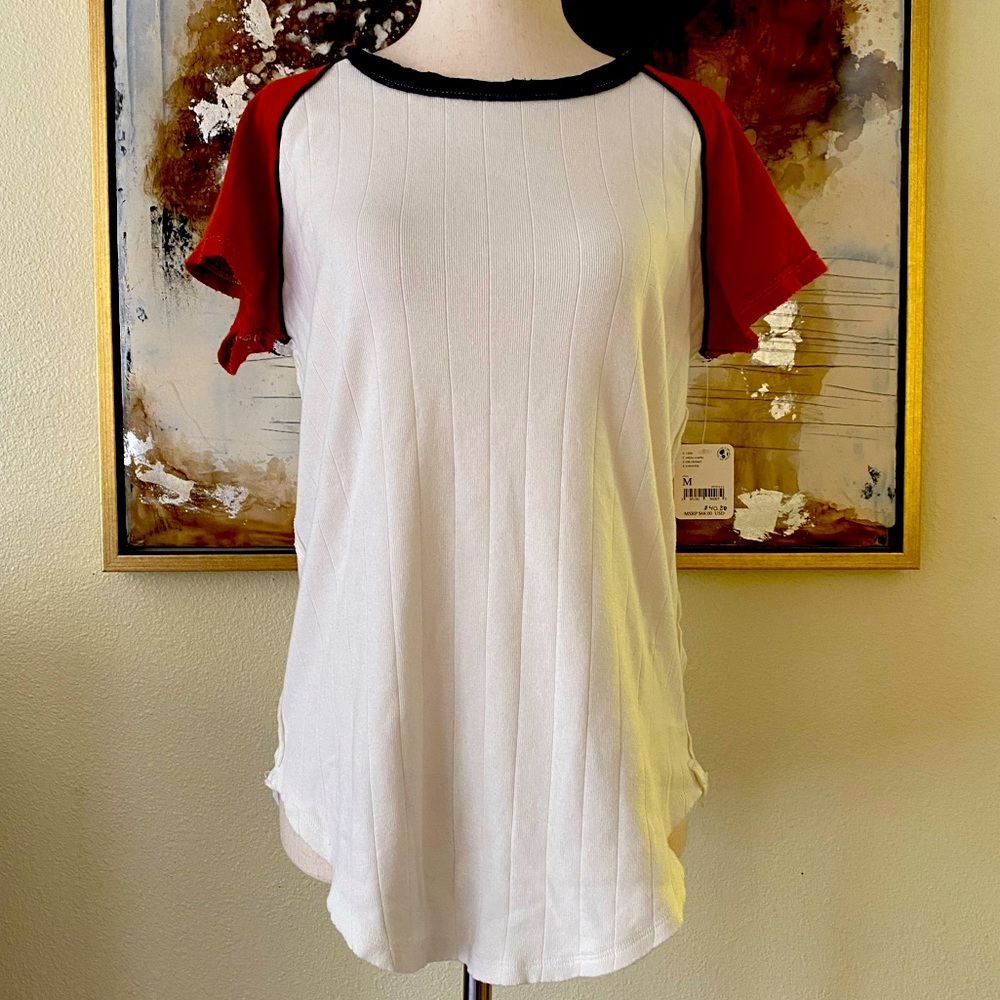 Free people We the Free short sleeve top C white combo size M ~